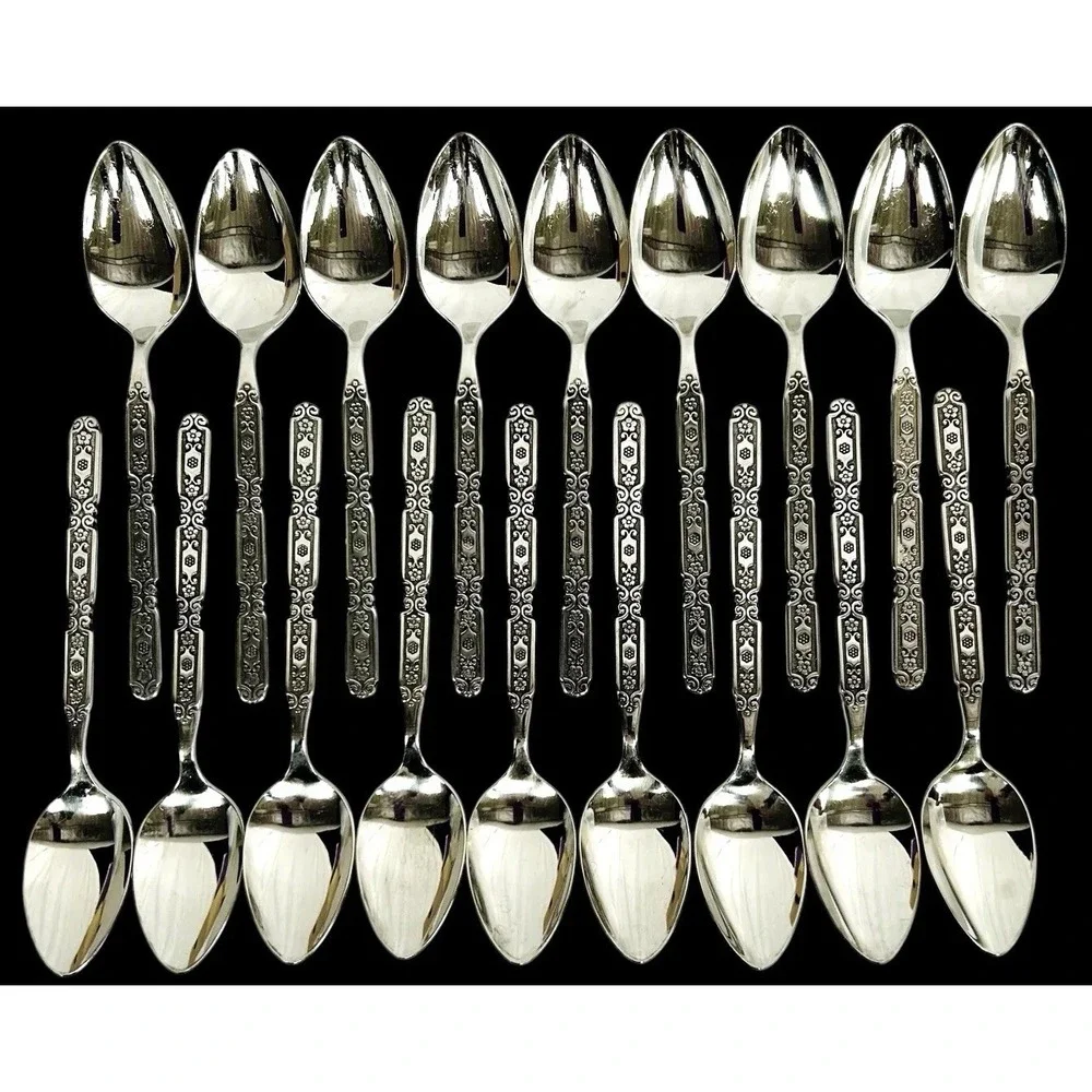 Oneida Raphael Teaspoon Set 18pc Vintage Stainless Flatware Floral Art Deco
